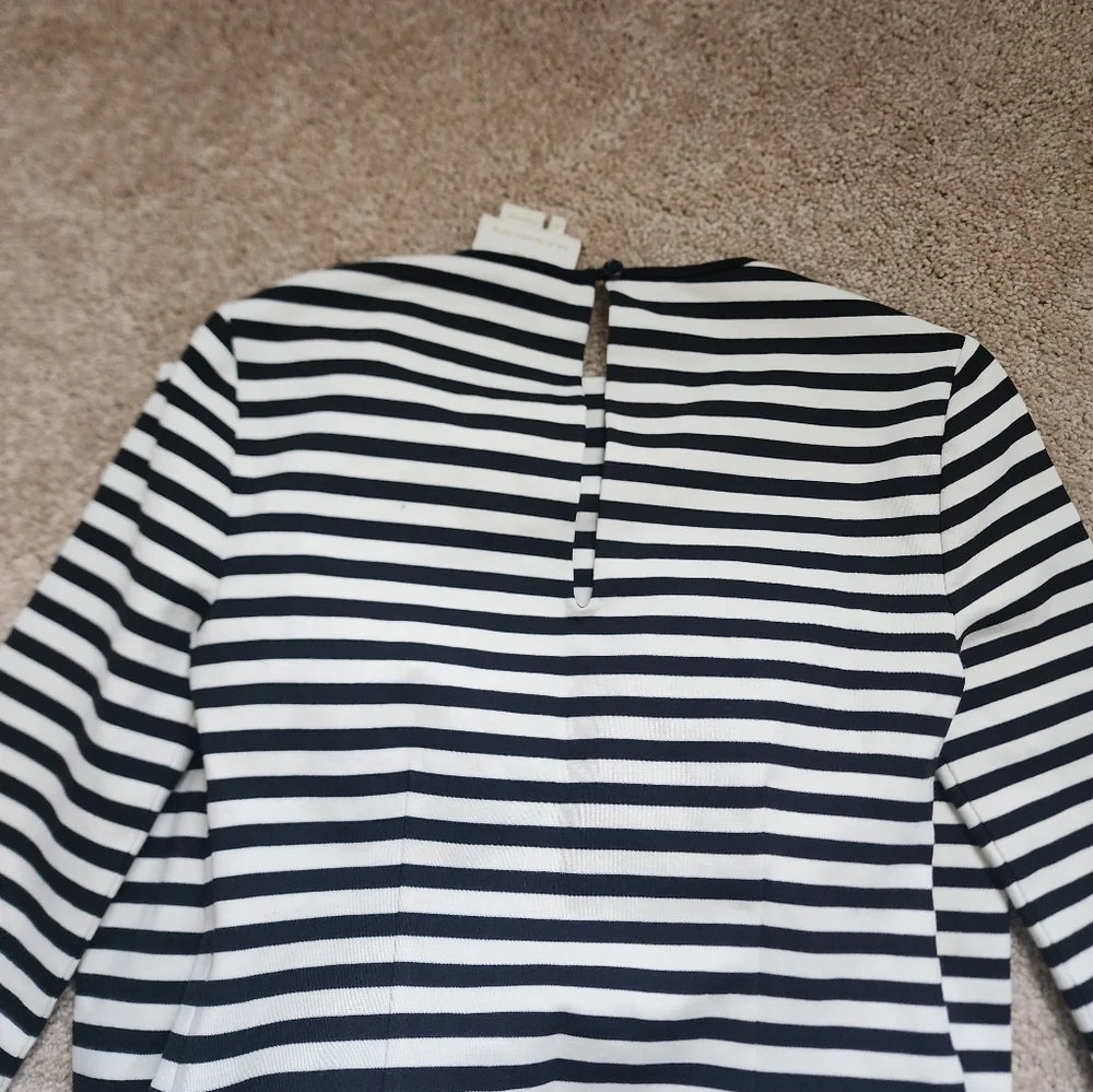 Kate Spade Black and White Sheath Dress Long Sleeve Crew Neck